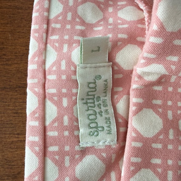 Spartina 449 Womens Pink White Geometric Cane Print Pull On Pants Size L NWT - Picture 4 of 7